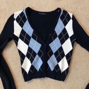 Brandy Melville Argyle Button Up Cardigan